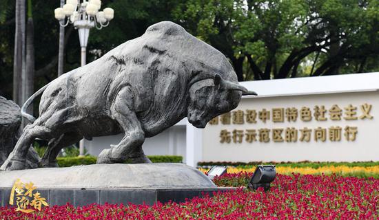 这是深圳深南大道的“拓荒牛”雕像。