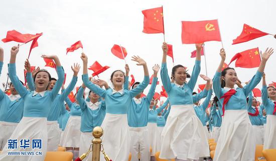 7月1日上午,庆祝中国共产党成立100周年大会在北京天安门广场隆重举行。新华社记者 陈建力 摄