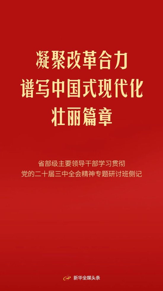 凝聚改革合力　谱写中国式现代化壮丽篇章 ——省部级主要领导干部学习贯彻党的二十届三中全会精神专题研讨班侧记