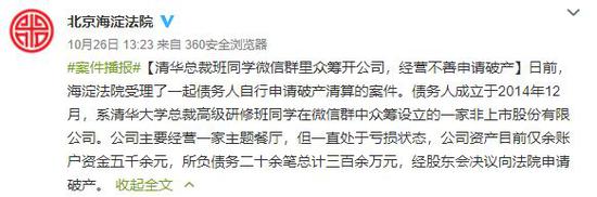 清华总裁班众筹开公司 破产后还欠300多万 看网友怎么说 清华总裁班众筹开公司 破产后还欠300多万 看网友怎么说