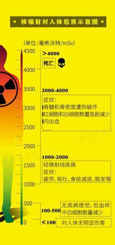 资料图：核辐射危害示意图。制图：中新网 李雪瑶