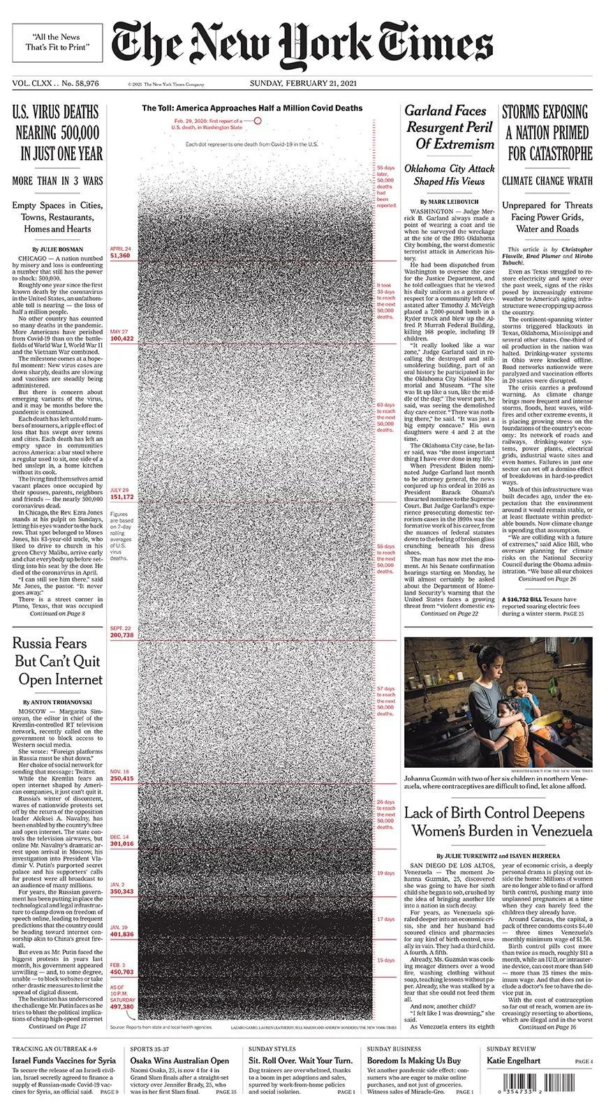 《纽约时报》2月21日头版。
