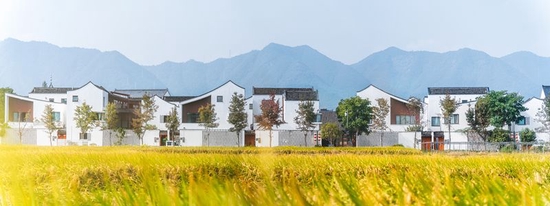 图为浙江省杭州市富阳民居秋季风景。