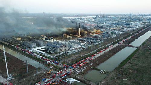 　3月22日，江苏响水爆炸事故现场。澎湃新闻 图