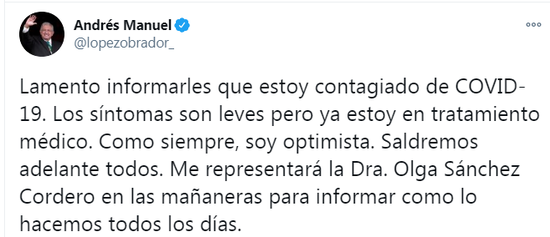 墨西哥总统洛佩斯推特截图