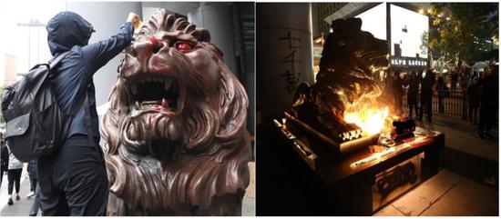  汇丰铜狮像两度遭破坏