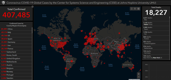  约翰斯·霍普金斯数据截图