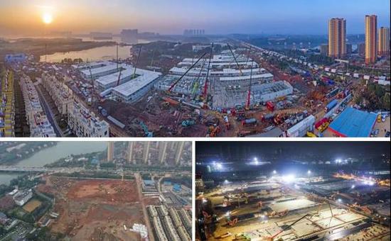 武汉蔡甸火神山应急医院建设现场图(来源:中国建筑网)