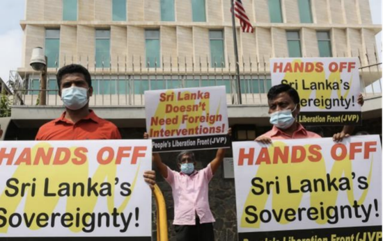 斯里兰卡人民解放阵线抗议蓬佩奥访斯