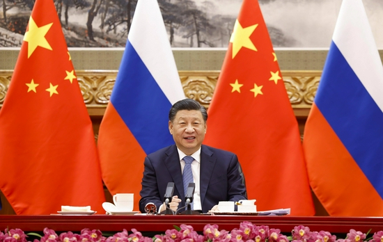 △2021年12月15日下午，国家主席习近平在北京同俄罗斯总统普京举行视频会晤。