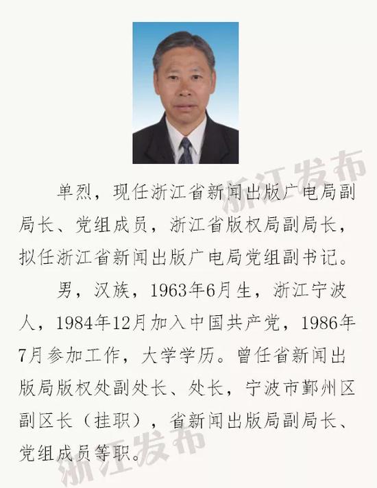 浙江宁波市委副书记陈奕君拟任台州市委书记