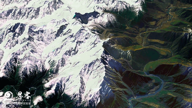 雅鲁藏布江与南迦巴瓦峰卫星三维实景图。卫星资料来源:天地图