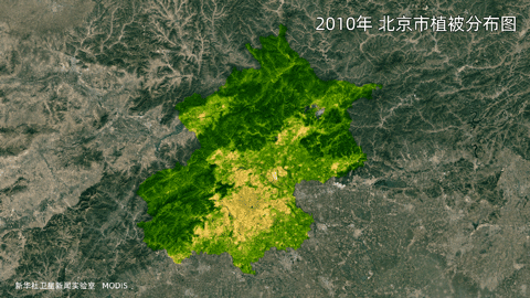 北京市植被分布动图。（数据来源：MODIS）