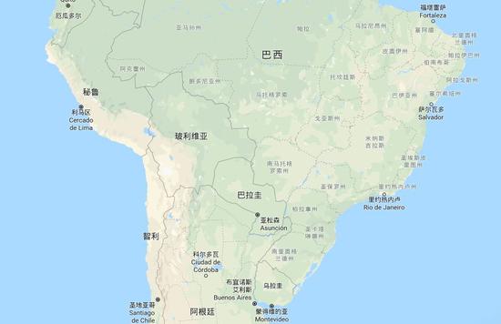 南美洲地图 谷歌地图截图