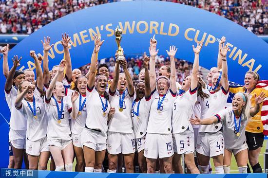 7月7日，美国女足赢得2019年法国女足世界杯冠军。