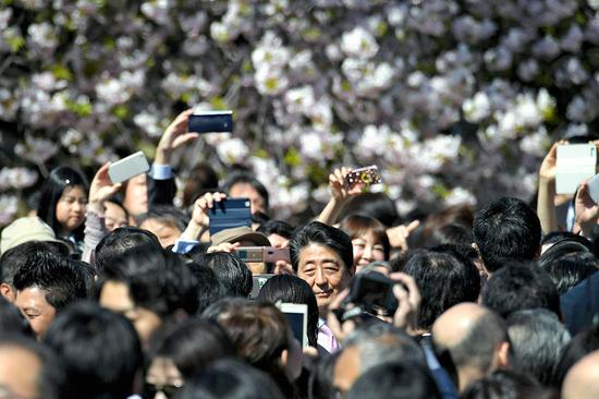 4月13日，安倍在东京召开赏樱会（东方IC）