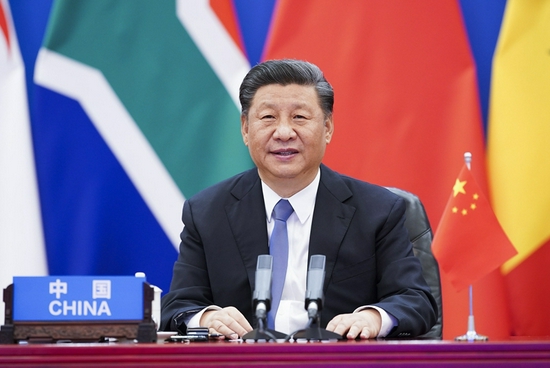 ↑ 2020年6月17日晚，国家主席习近平在北京主持中非团结抗疫特别峰会并发表题为《团结抗疫 共克时艰》的主旨讲话。