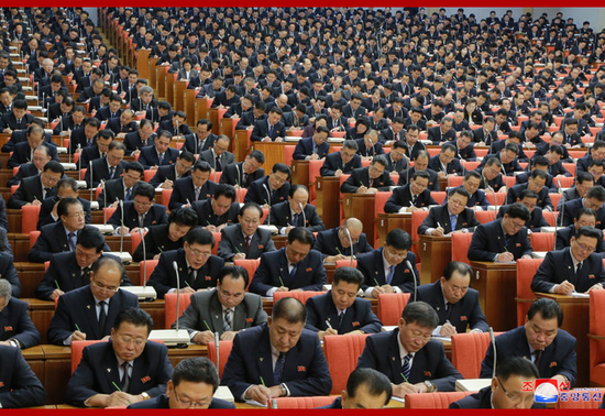 朝鲜劳动党第七届中央委员会第五次全体会议 图源：朝中社