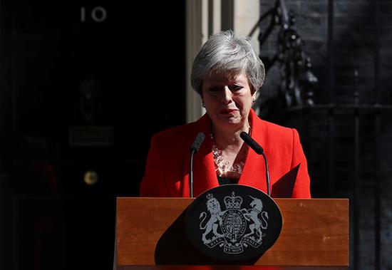 当地时间2019年5月24日，英国伦敦，英国首相特雷莎·梅宣布将于6月7日辞职。  视觉中国 图