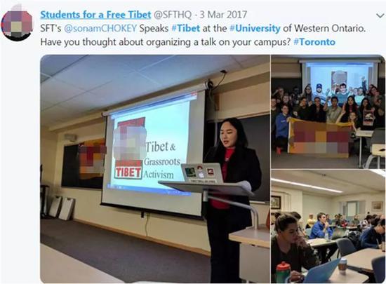 ▲图为该“藏独学生社团”去年3月在加拿大的“西安大略大学”组织的另一场“藏独公开课”