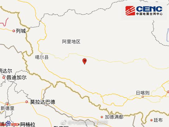 西藏改则县发生37级地震震源深度7千米