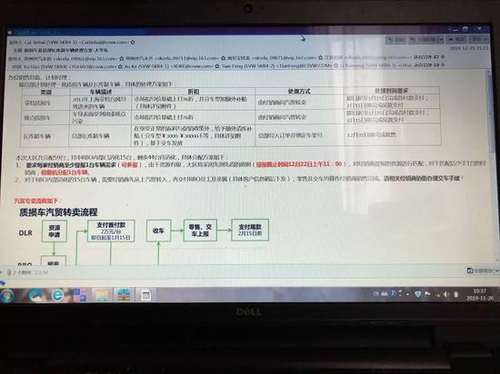 斯柯达大华东区给片区51家4S店的邮件,要求4S店处理进水车。