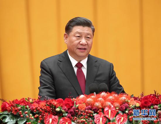 1月23日，中共中央、国务院在北京人民大会堂举行2020年春节团拜会。中共中央总书记、国家主席、中央军委主席习近平发表讲话。 新华社记者 姚大伟 摄