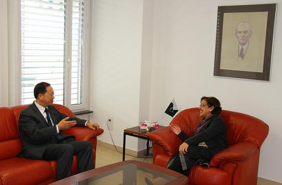 马朝旭大使会见巴基斯坦常驻代表詹尤亚大使