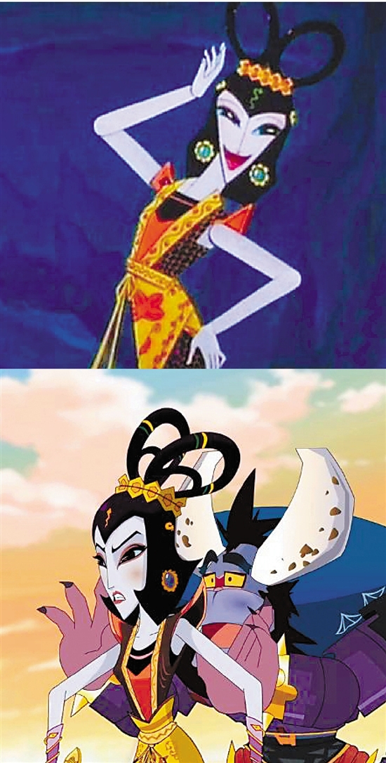 新版蛇精(下图)被网友吐槽变成逗比.