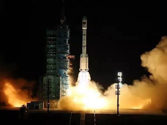 天宫二号发射瞬间。来源：新华网