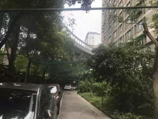 杭州一小区为防止高空抛物空中拉起的大网