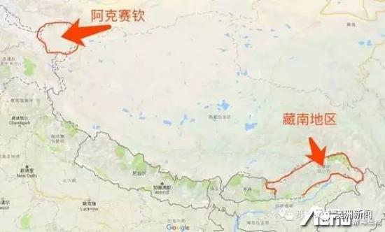 有同学发现地图上把属于中国的藏南地区和阿克赛钦标注在印度的领土