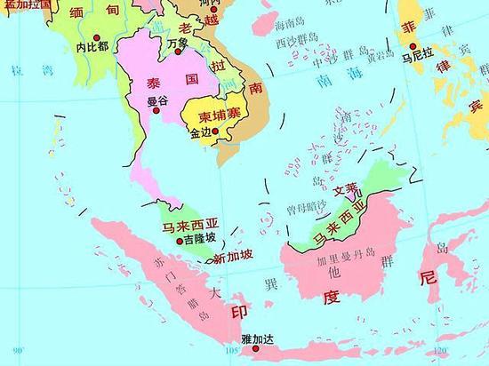 新加坡中国地图位置图片
