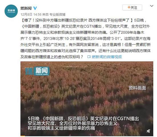 没料到中方曝出新疆反恐纪录片 西方媒体这下噤