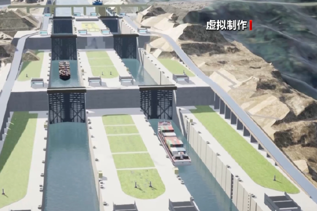 万吨级船舶“爬楼梯”翻越大坝 三峡新通道解锁通航新模样