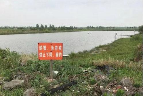 江苏镇江保护区内违规建设的鱼塘。图片来源：生态环境部