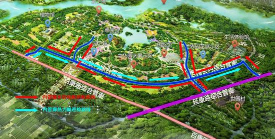 世园会地下管廊巡检路线图。北京京投城市管廊投资有限公司供图