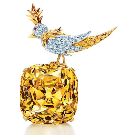 让·史隆伯杰设计的Tiffany Diamond“石上鸟”胸针