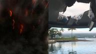 现场视频：夏威夷火山喷射  “熔岩球”击中游船
