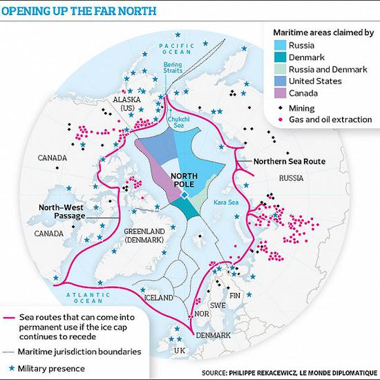 北极圈地运动冰川消逝加速下的资源争夺