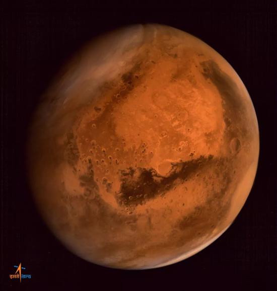 这是印度空间研究组织2014年9月28日公布的火星北半球沙尘暴的照片。新华社/欧新中文