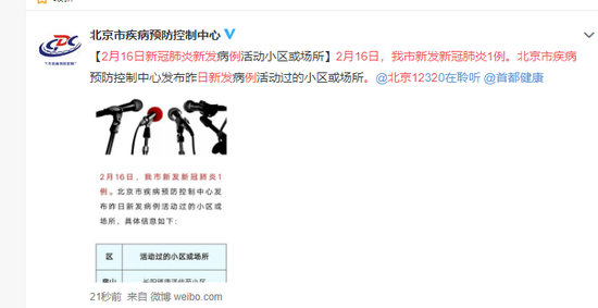 北京发布2月16日新冠肺炎新发病例活动小区或场