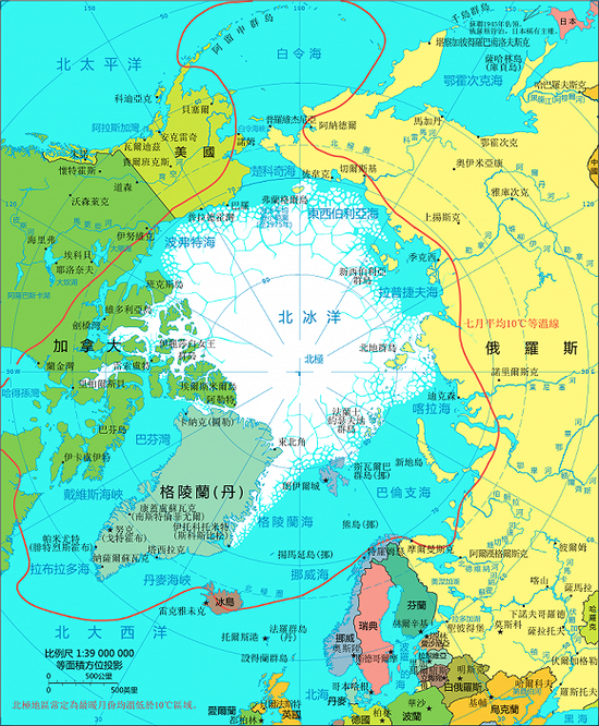 北极极地地区地图图片