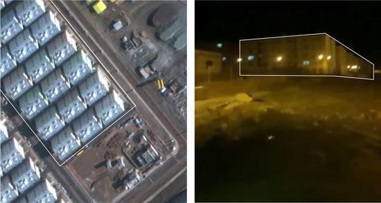 报道称,视频中建筑与机场附近建筑鸟瞰图一致。来源:纽约时报