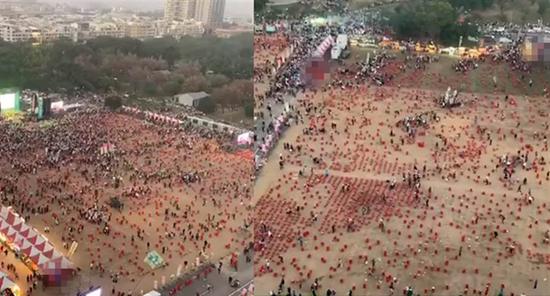 蔡英文台南造势空拍画面。(图片取自台媒)