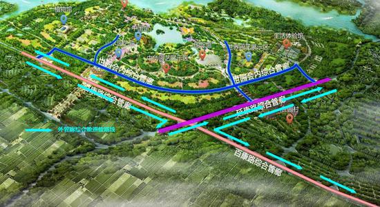 世园会地下管廊巡检路线图。北京京投城市管廊投资有限公司供图