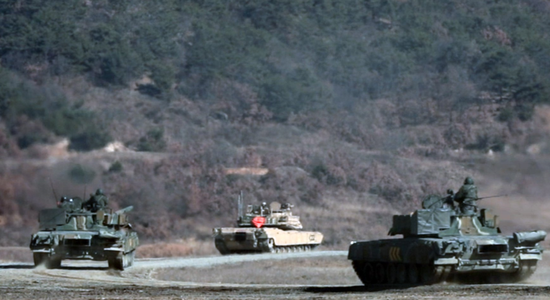 美国第二步兵师第一abct与韩国假想敌部队的T-80U进行合练 图源:美国第二步兵师