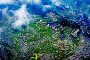 苗寨梯田层层叠叠