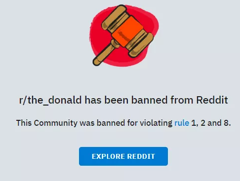 r/the_Donald 版块被平台封禁