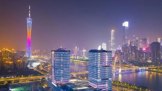 ▲广州珠江夜景。    图片来源：视觉中国